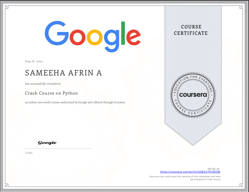 Google / Coursera